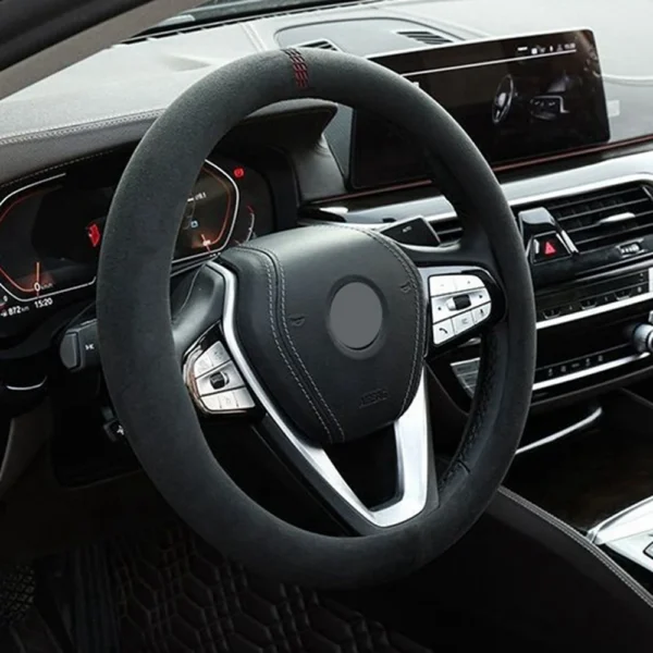 38cm Suede Leather Car Steering Wheel Cover Wear-Resistant For BMW E90 F01 F06 F10 F15 F16 F20 F21 F25 F26 F30 F32 F82 M3 G20 X5 - Image 4