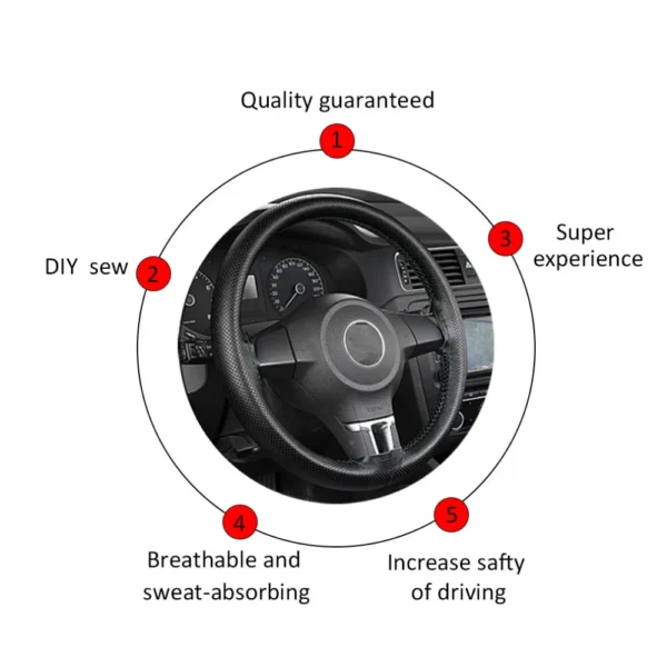 38cm DIY Car Steering Wheel Cover Fiber Leather with Needle Braid on Steering Wheel SkidProof Car Styling Interior accessorie - Image 5