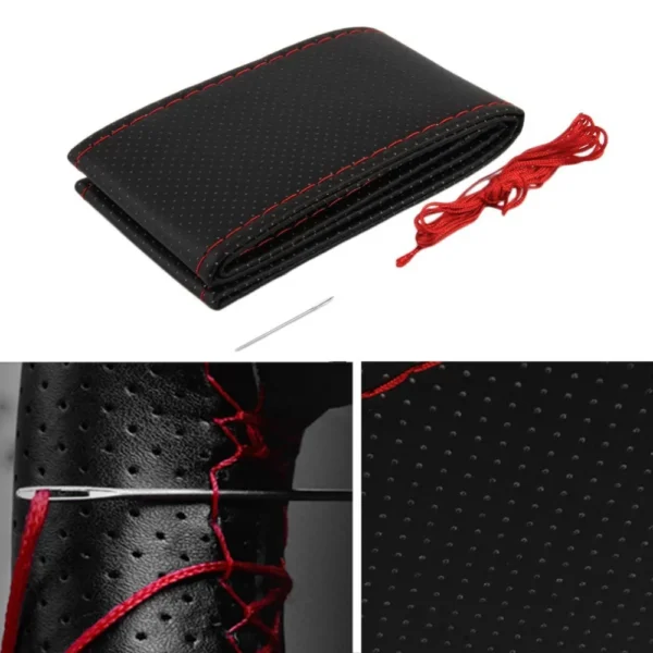 38cm DIY Car Steering Wheel Cover Fiber Leather with Needle Braid on Steering Wheel SkidProof Car Styling Interior accessorie - Image 2