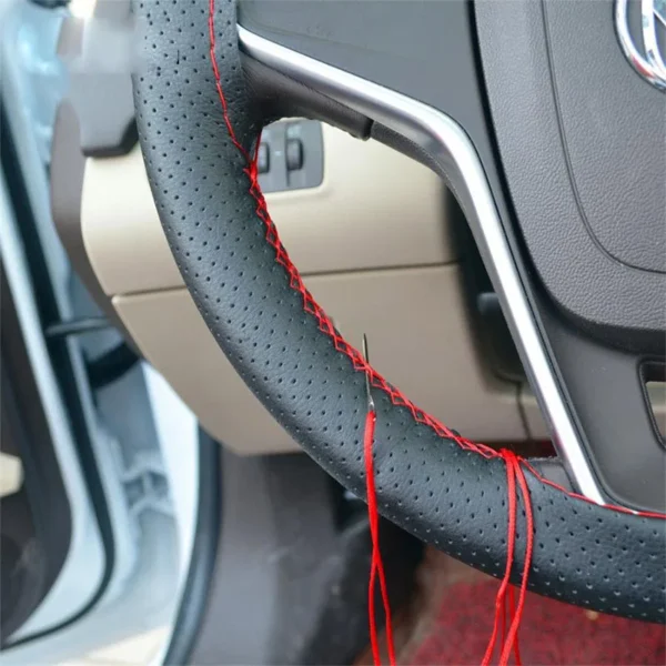 Car Steering Wheel Cover Needles And Braid Thread Artificial Leather Car Covers Suite 3 Color DIY Texture Soft Auto Accessories - Image 3