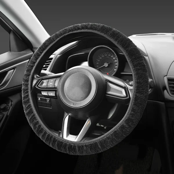 Universal Plush Car Steering Wheel Cover Gearshift Handbrake Protector 38cm Soft High-density Anti-slip Universal Decoration