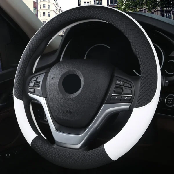 SEAMETAL 38cm Steering Wheel Cover PU Leather Anti Slip Steer Wheel Protector Breathable Fiber Braid Universal Steering Cover - Image 6