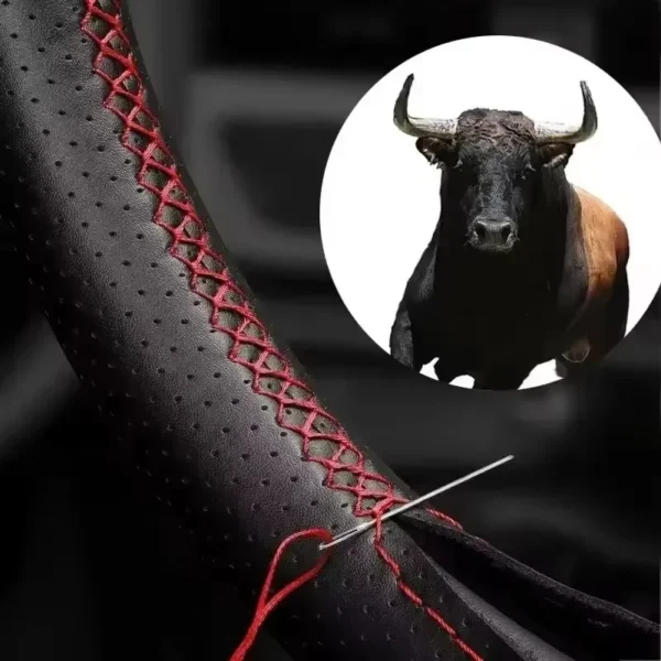 Car Steering Wheel Cover Needles And Braid Thread Artificial Leather Car Covers Suite 2 Color DIY Texture Soft Auto Accessories