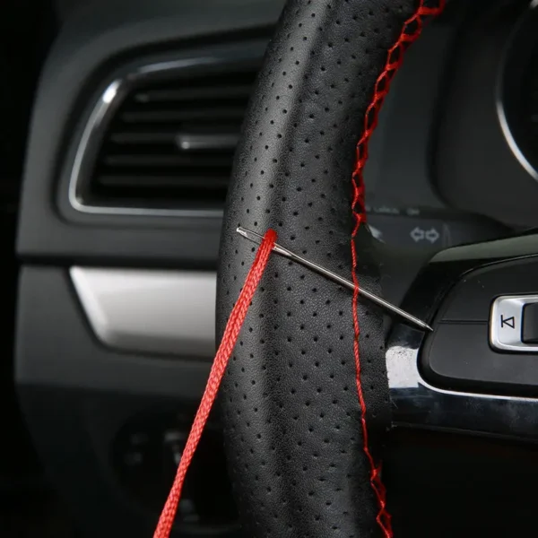Car Steering Wheel Cover Needles And Braid Thread Artificial Leather Car Covers Suite 3 Color DIY Texture Soft Auto Accessories - Image 5