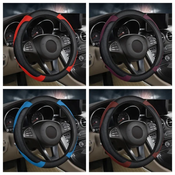 1PC Fashion Colored Leather Steering Wheel Cover - Image 2