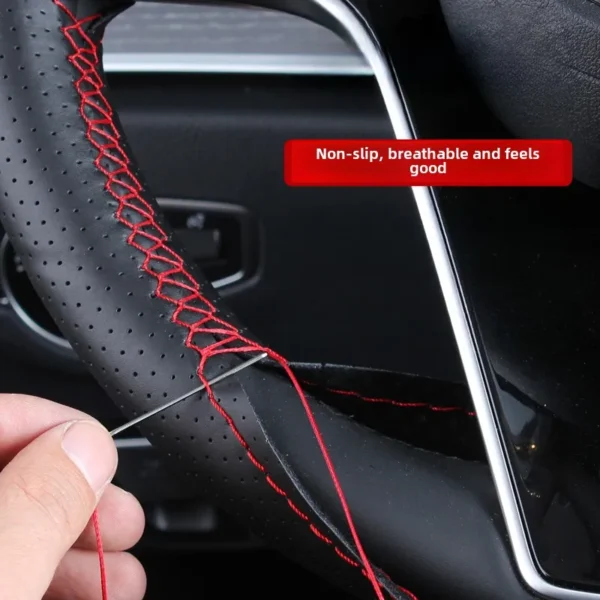 Car Steering Wheel Cover Needles And Braid Thread Artificial Leather Car Covers Suite 2 Color DIY Texture Soft Auto Accessories - Image 2