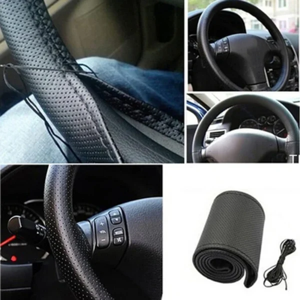 Car Steering Wheel Cover Needles And Braid Thread Artificial Leather Car Covers Suite 3 Color DIY Texture Soft Auto Accessories - Image 4