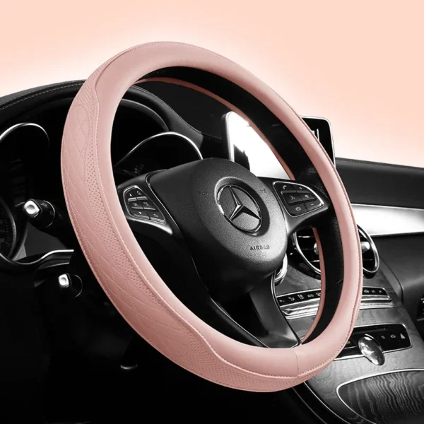 Napa Leather Perforated Patchwork Car Steering Wheel Cover, Non-slip, Breathable, Universal 15 Inch (Approx. 38.1cm) - Image 5