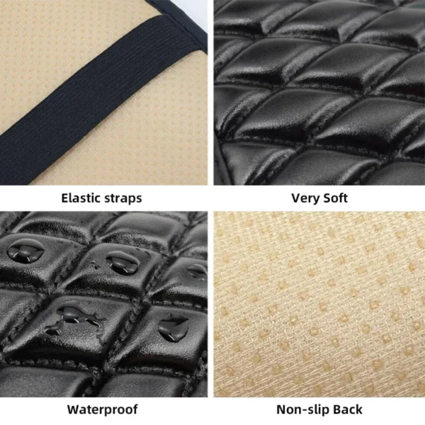 Car Armrest Cover Mat Universal PU Leather Car Interior Central Armrest Box Pad Non Slip Decor Mat Universal Accessories (Black) - Image 4