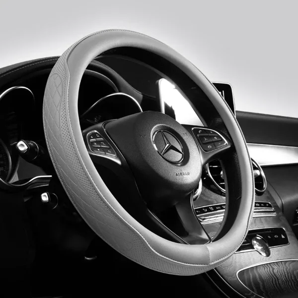 Napa Leather Perforated Patchwork Car Steering Wheel Cover, Non-slip, Breathable, Universal 15 Inch (Approx. 38.1cm) - Image 3