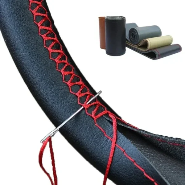 PU Leather Steering Wheel Cover For Car Braiding Steering Wheel Protector Covers Anti Scratch Steering Accessories - Image 3