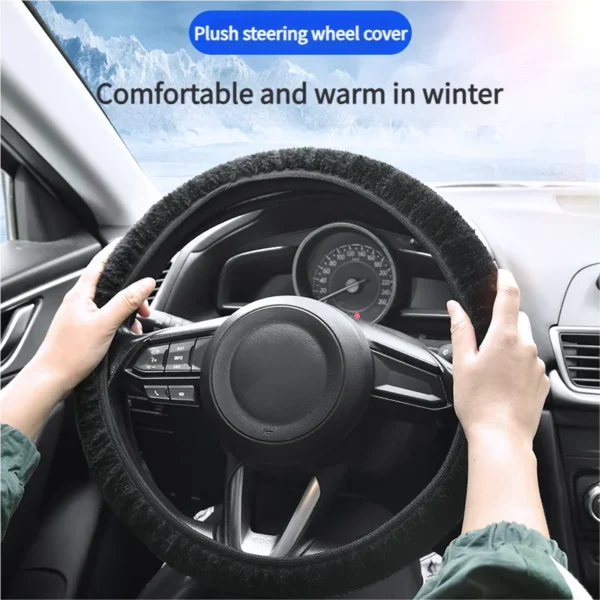 Universal Plush Car Steering Wheel Cover Gearshift Handbrake Protector 38cm Soft High-density Anti-slip Universal Decoration - Image 2
